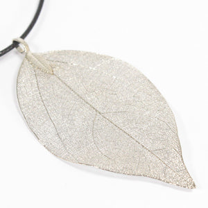 Silver Real Leaf Necklace