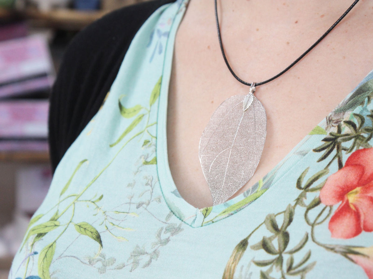 Silver Real Leaf Necklace