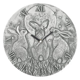 Silver Terracotta Moon Gazing Hares Clock