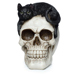 Skull with Black Cat Ornament