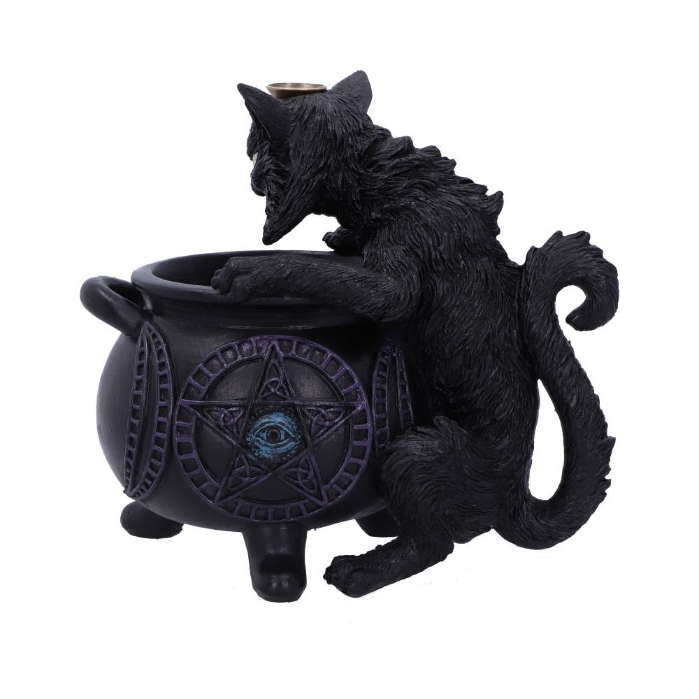 Nemesis Now Spite's Cauldron Cat incense burner side view
