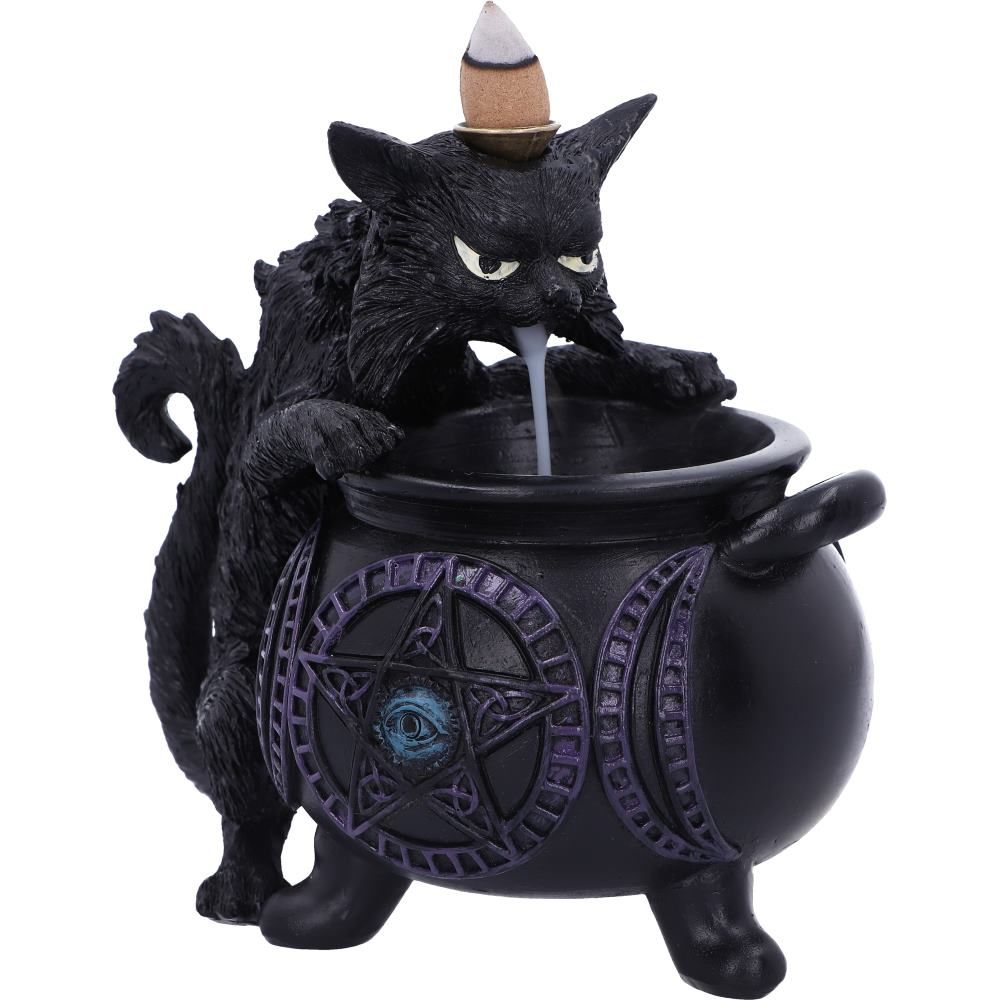 Spite black cat and witch cauldron backflow burner
