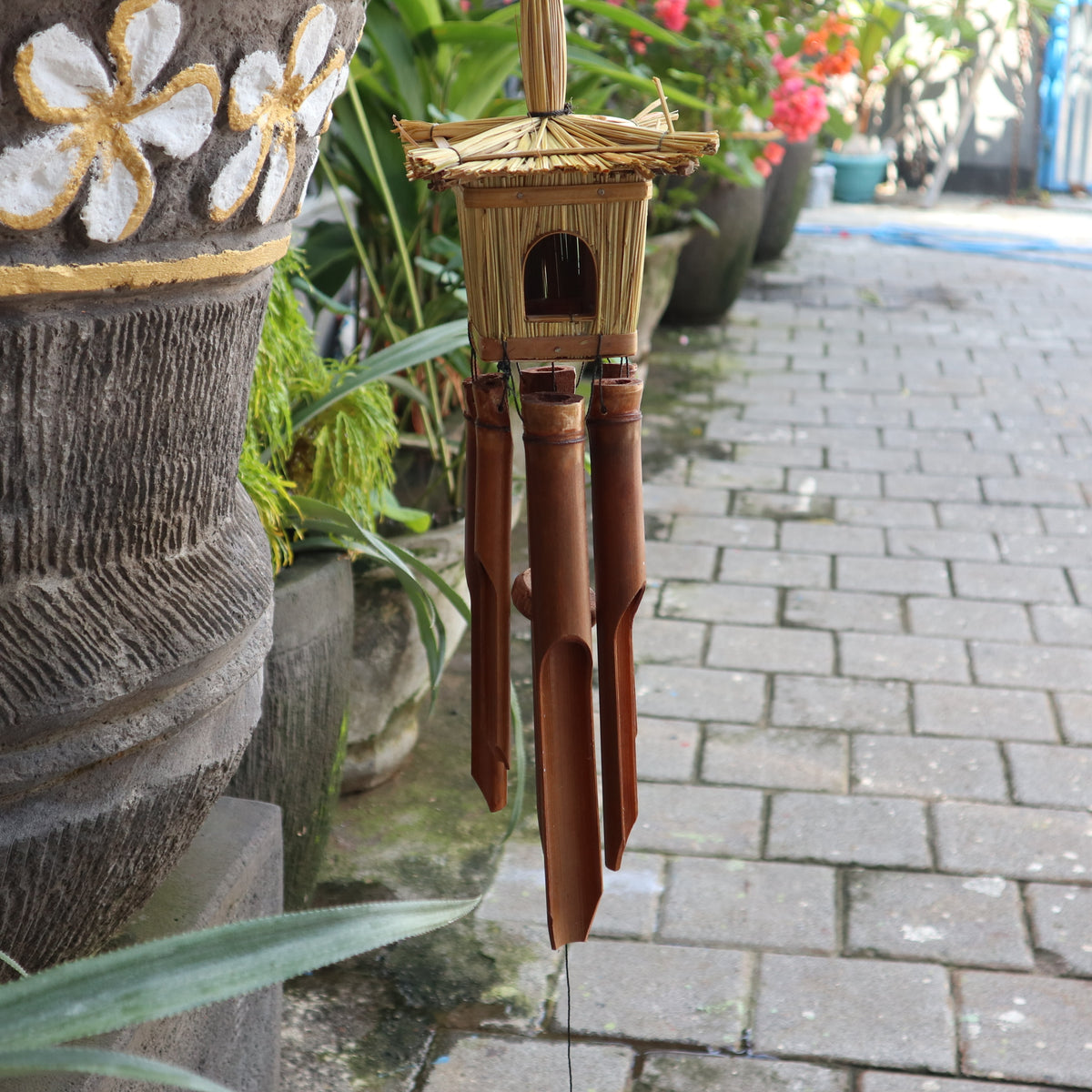 Square Seagrass Bird House Windchime (medium)
