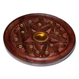 Star Round Wooden Incense Holder