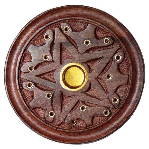 Star Round Wooden Incense Holder