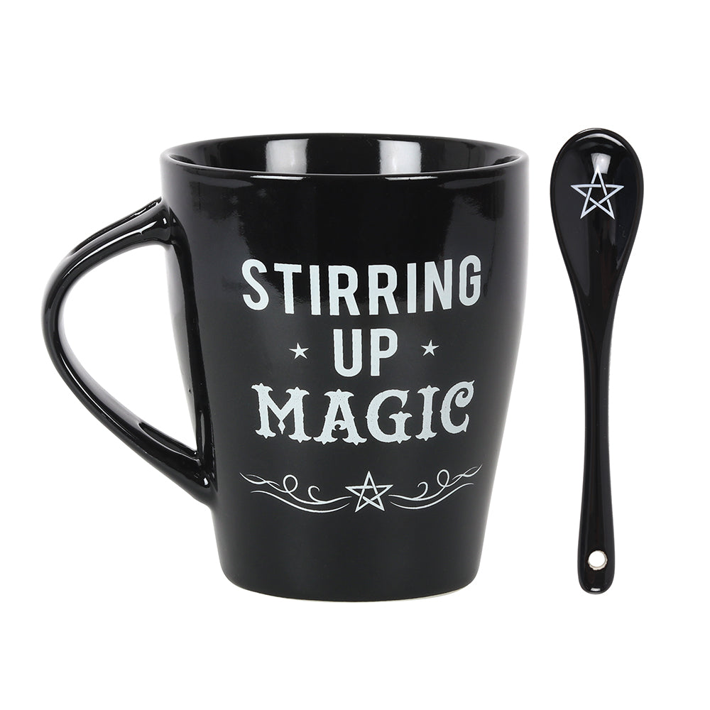 Stirring Up Magic Black Mug and Spoon Set