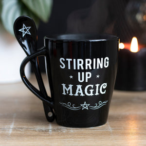 Stirring Up Magic Black Mug and Spoon Set