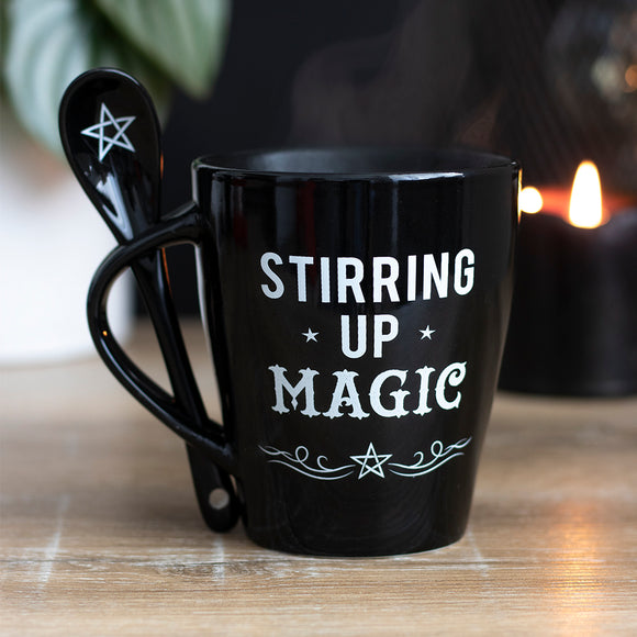 Stirring Up Magic Black Mug and Spoon Set