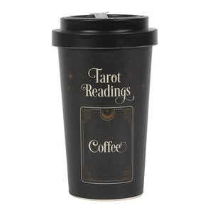 Black Tarot Readings Bamboo Eco Travel Mug, reusable coffee cup with lid