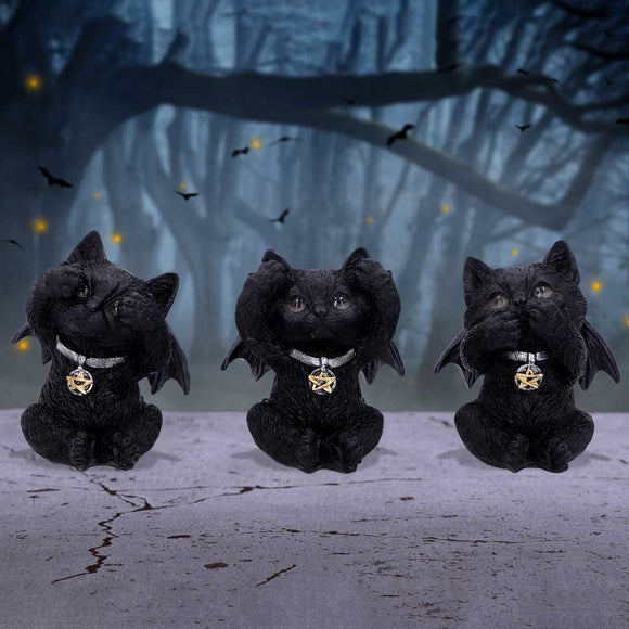 Three Wise Vampuss, Hear See Speak No Evil Vampire Cat Ornaments