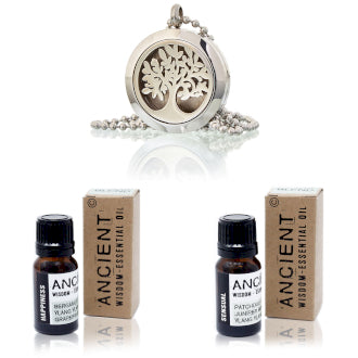 Tree of Life Aromatherapy Necklace & Essential Oils Set
