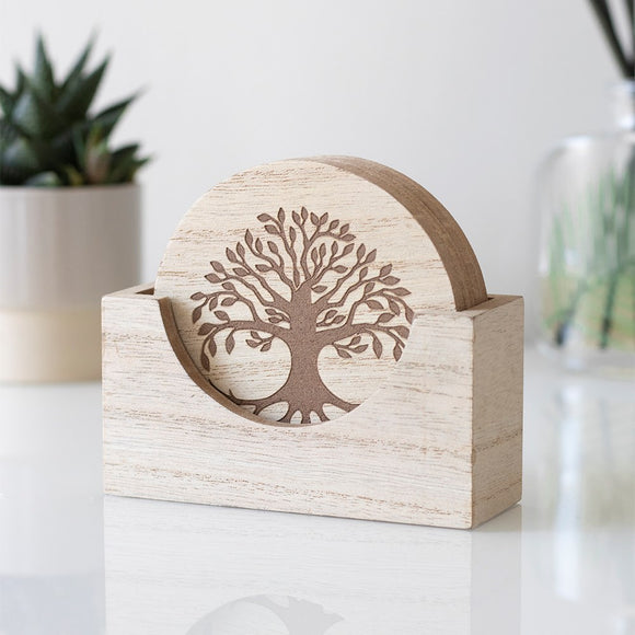 Tree of Life Engraved Wooden Coasters