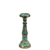 Turquoise & Gold Wooden Candlesticks