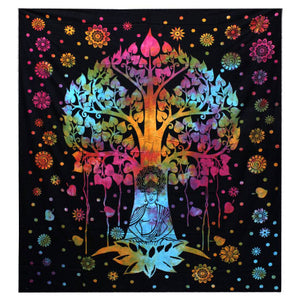 The Buddha and Bodhi Tree Cotton wall hanging