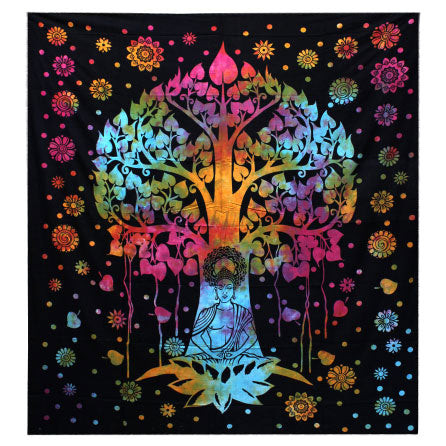 The Buddha and Bodhi Tree Cotton wall hanging