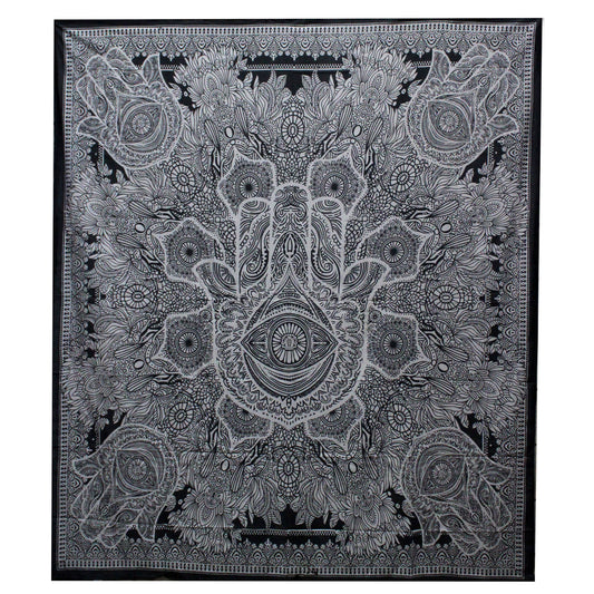 Hamsa Large Cotton Black & White Wall Hanging