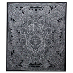Hamsa Large Cotton Black & White Wall Hanging