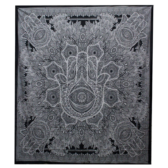 Hamsa Large Cotton Black & White Wall Hanging