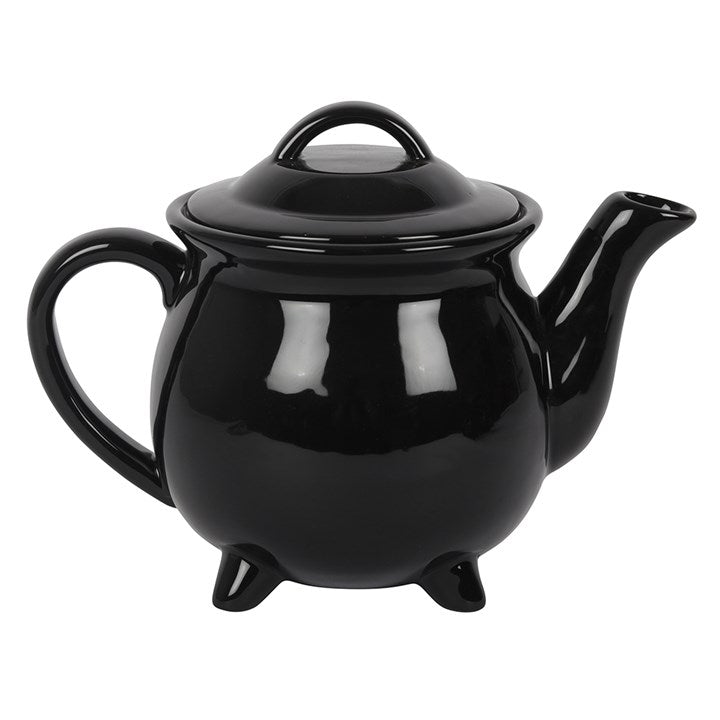black cauldron shaped teapot