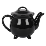 black cauldron shaped teapot