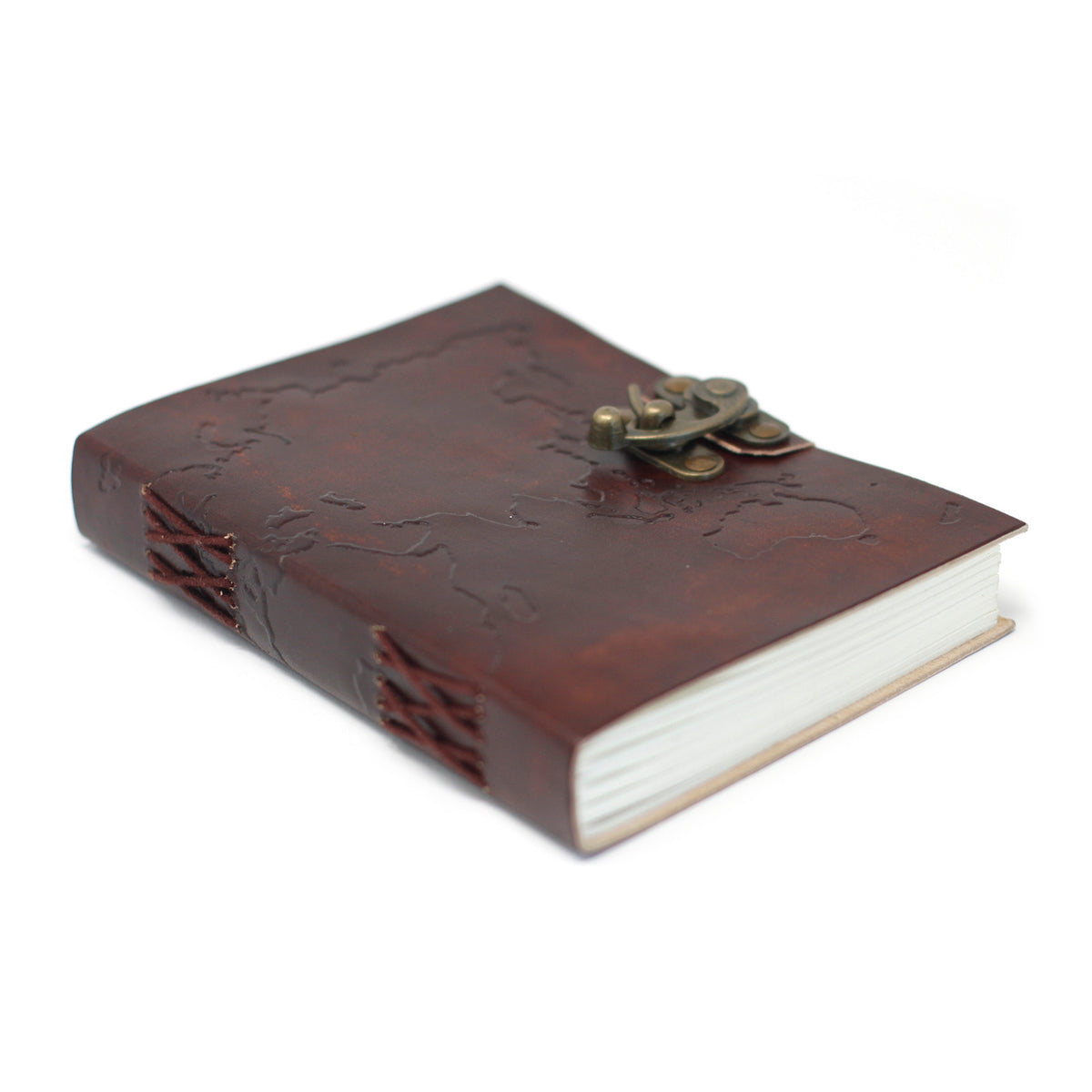 Leather World Map Notebook