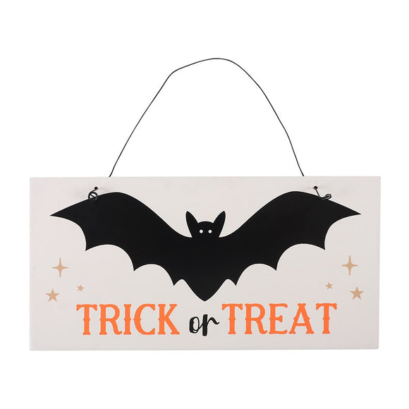 Halloween decoration, bat trick or treat sign