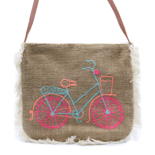 vintage style handbag, bicycle design 