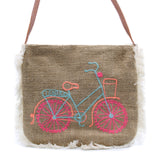 vintage style handbag, bicycle design 