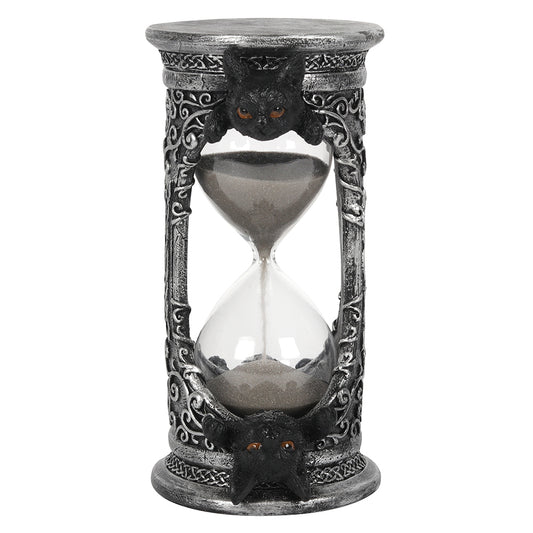 black cat silver hourglass timer