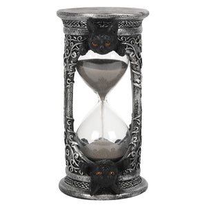 black cat silver hourglass timer