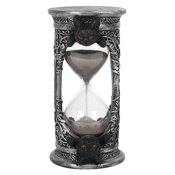 black cat silver hourglass timer