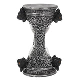 gothic witch's cat hourglass with pentagrams and celtic patterns