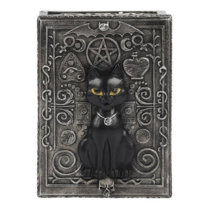 gothic black cat trinket box