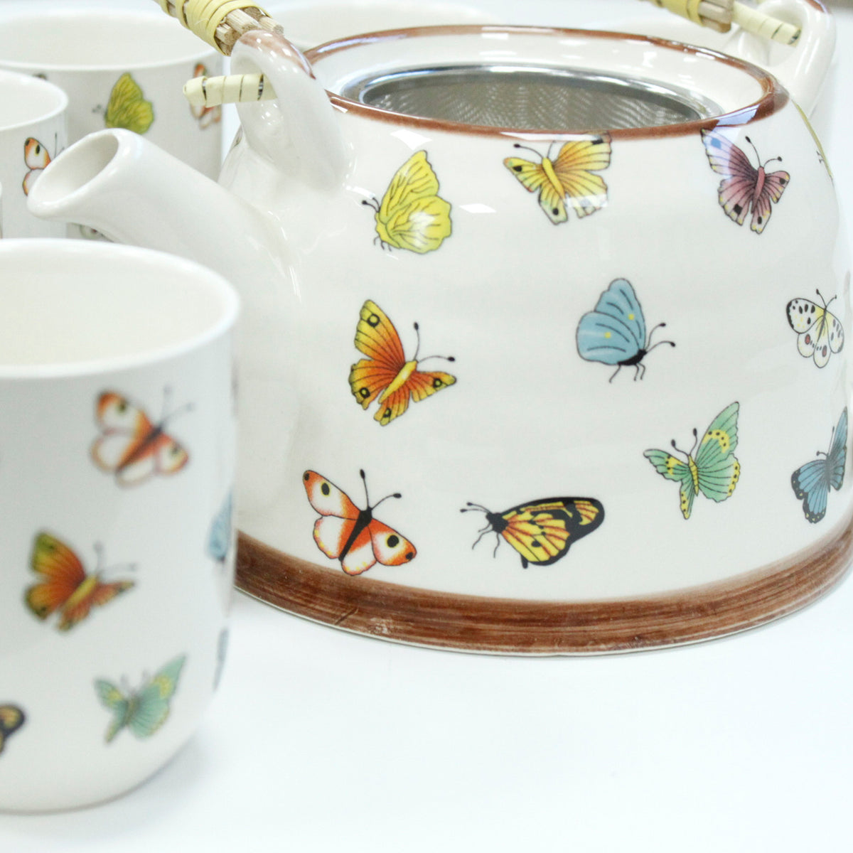butterfly teapot set with tea strainer