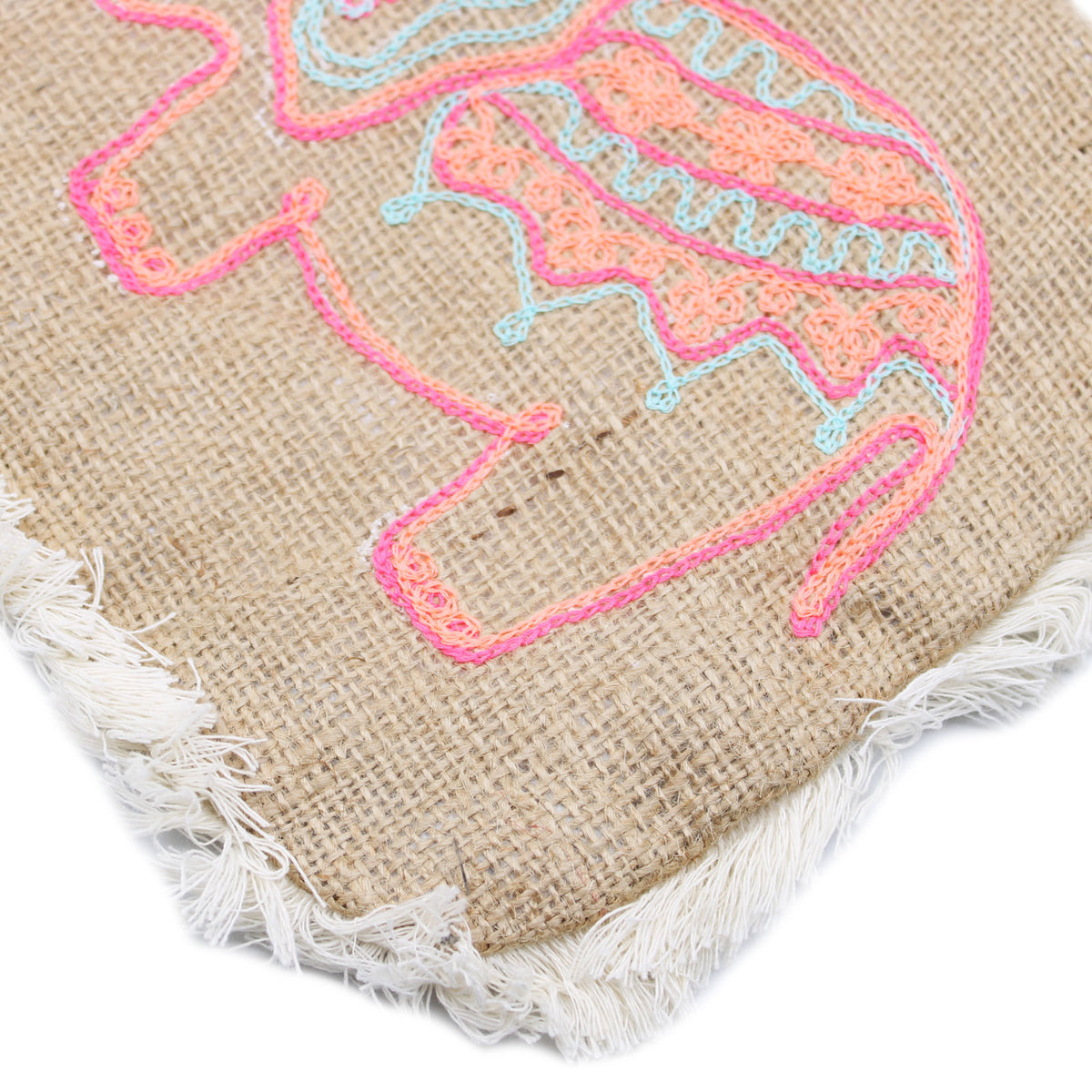 embroidered jute bag