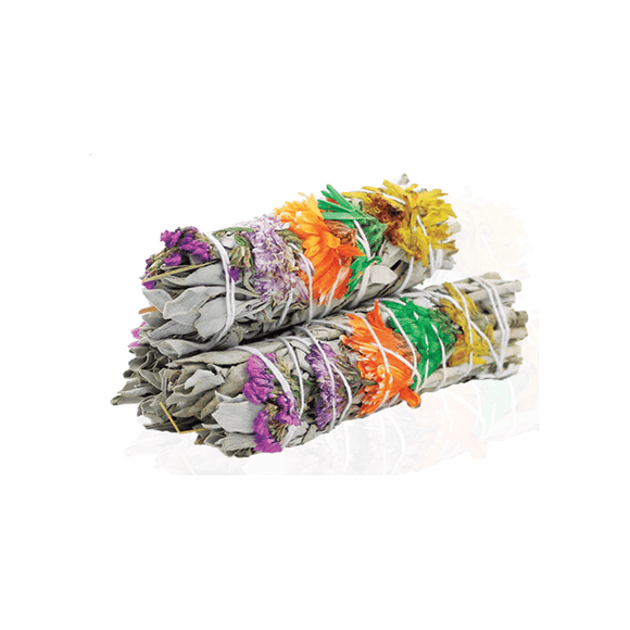 Flowers and sage smudge stick
