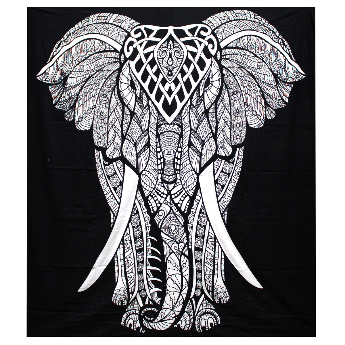 Large black and white elephant wall hanging