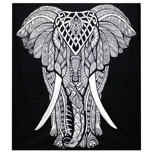 Large black and white elephant wall hanging