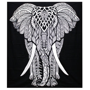 Large black and white elephant wall hanging