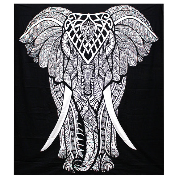 Large black and white elephant wall hanging