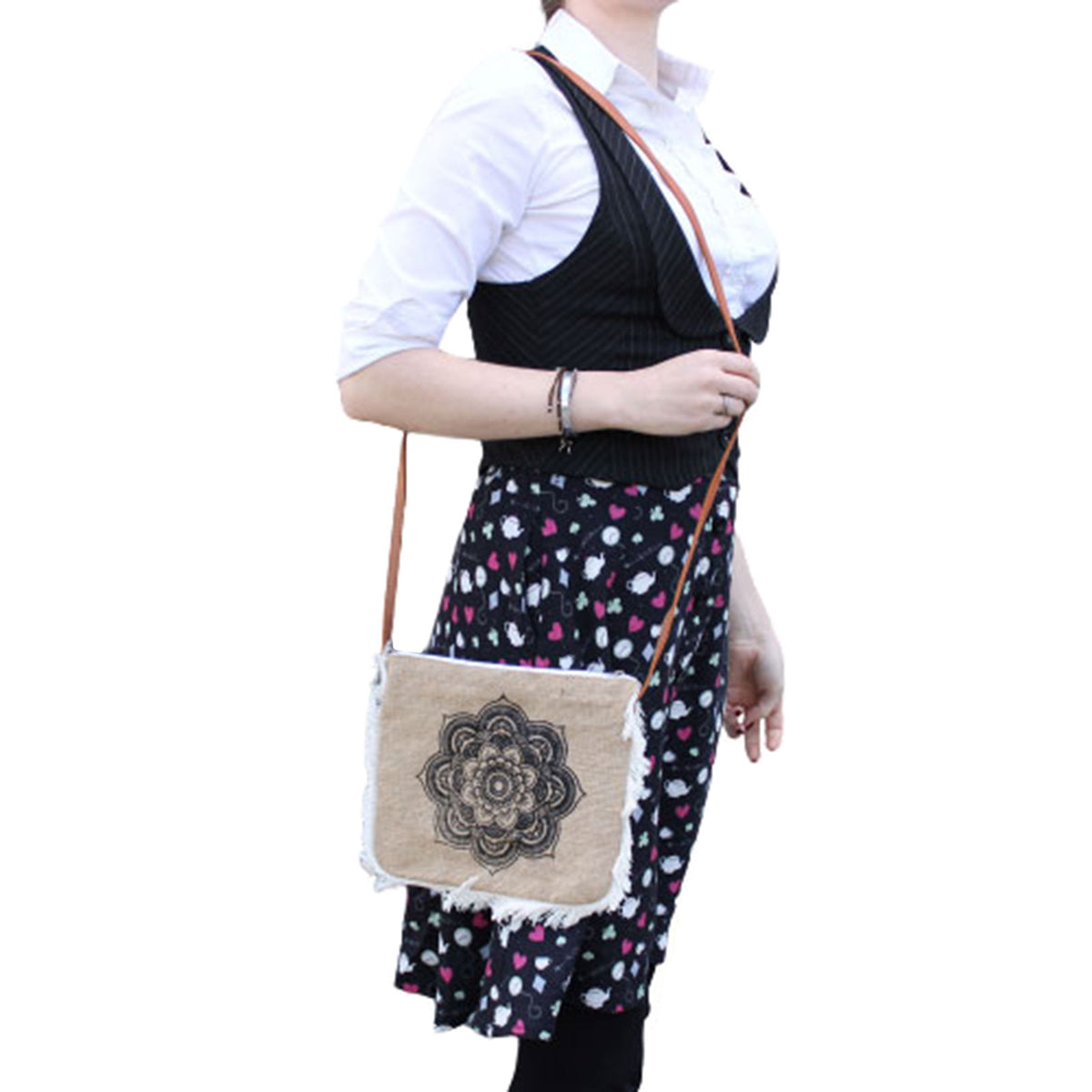 Mandala Print Fringe Bag