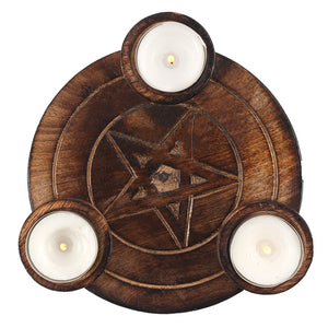 Pentagram Star Triple Tealight Candle Holder