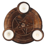 Pentagram Star Triple Tealight Candle Holder