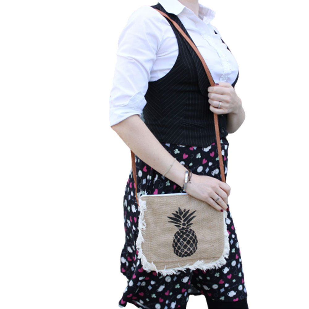 Pineapple Print Fringe Bag