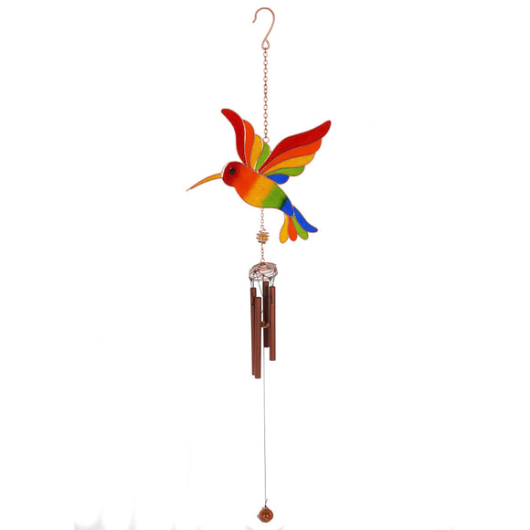 multi-coloured hummingbird windchime