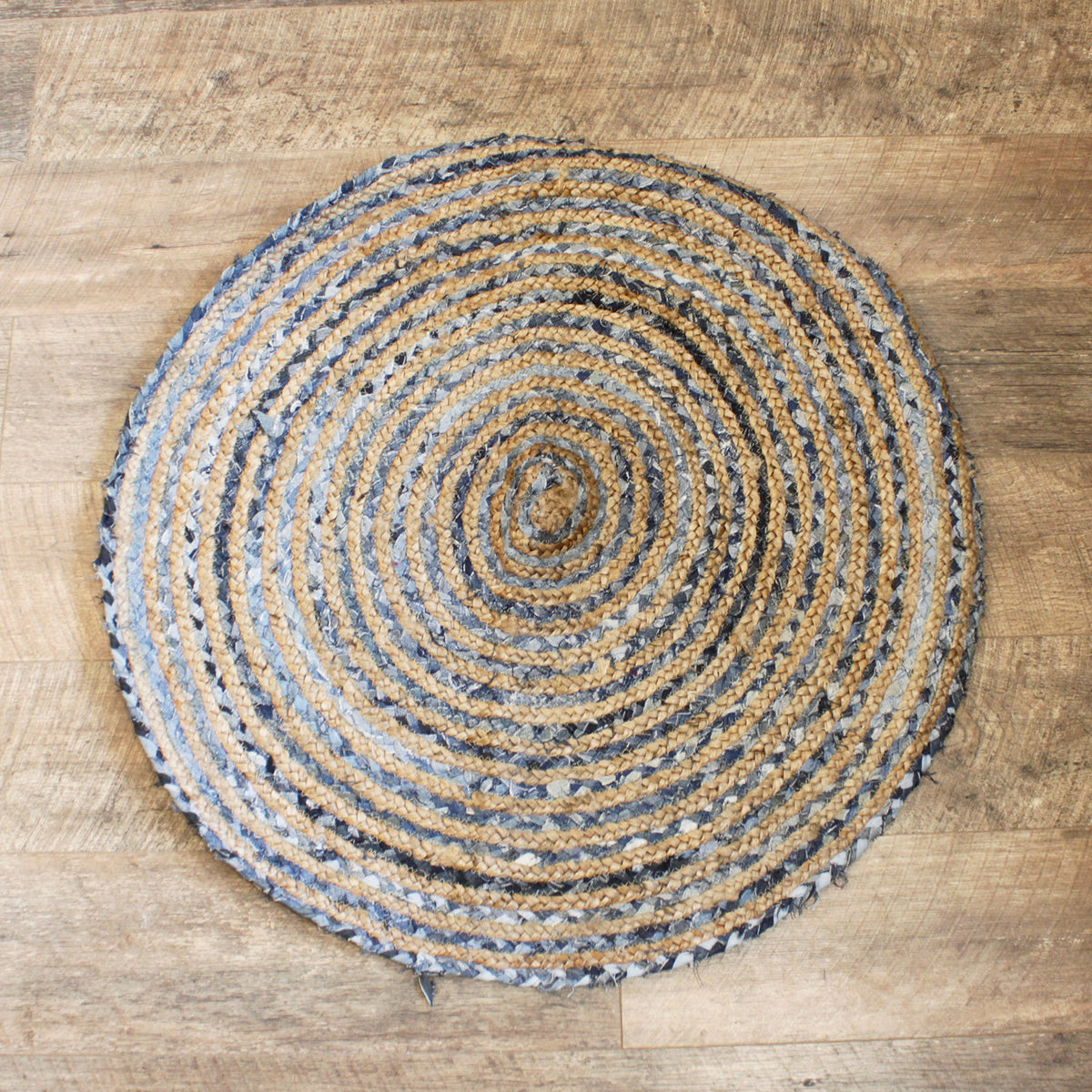 Recycled Denim & Jute Round Rug