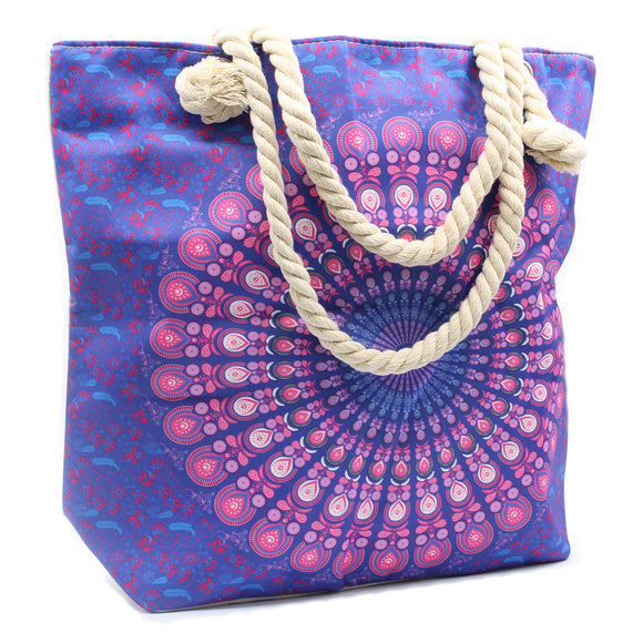 Rope Handle Mandala Bag - Purple Blue