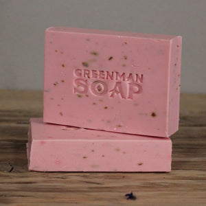 Greenman Natural Essential Oil Soap, Deluxe Bath Bar - rosewood & ylang oils and dried rose petals.