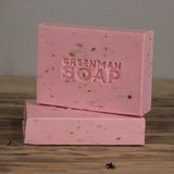 Greenman Natural Essential Oil Soap, Deluxe Bath Bar - rosewood & ylang oils and dried rose petals.