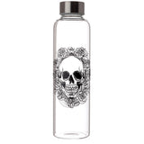 Skulls & Roses Glass Bottle & Holder